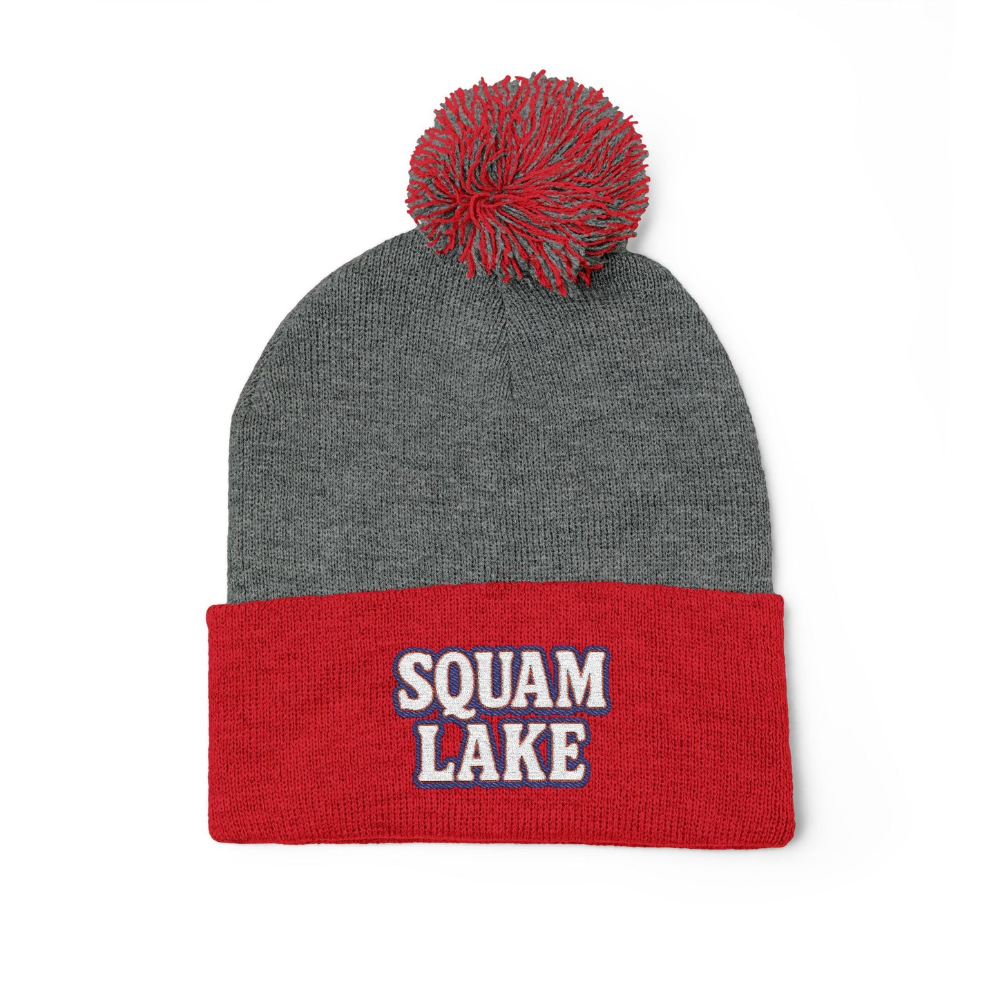 Squam Lake Pom-Pom Knit Cap (Embroidery)