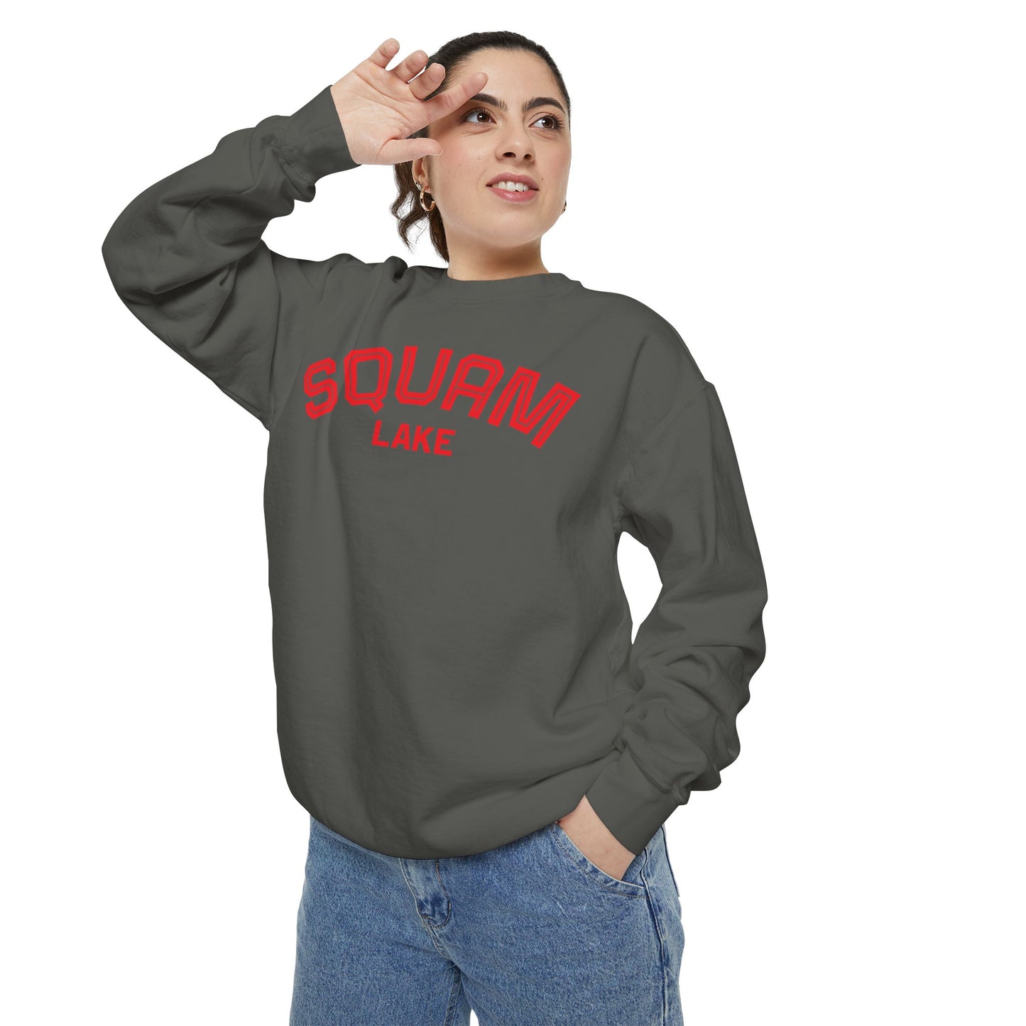 Squam Lake Unisex Garment-Dyed Sweatshirt, Cozy Casual Wear, Perfect for Lakeside Gatherings, Great for Fall, Gift for Nature Lovers