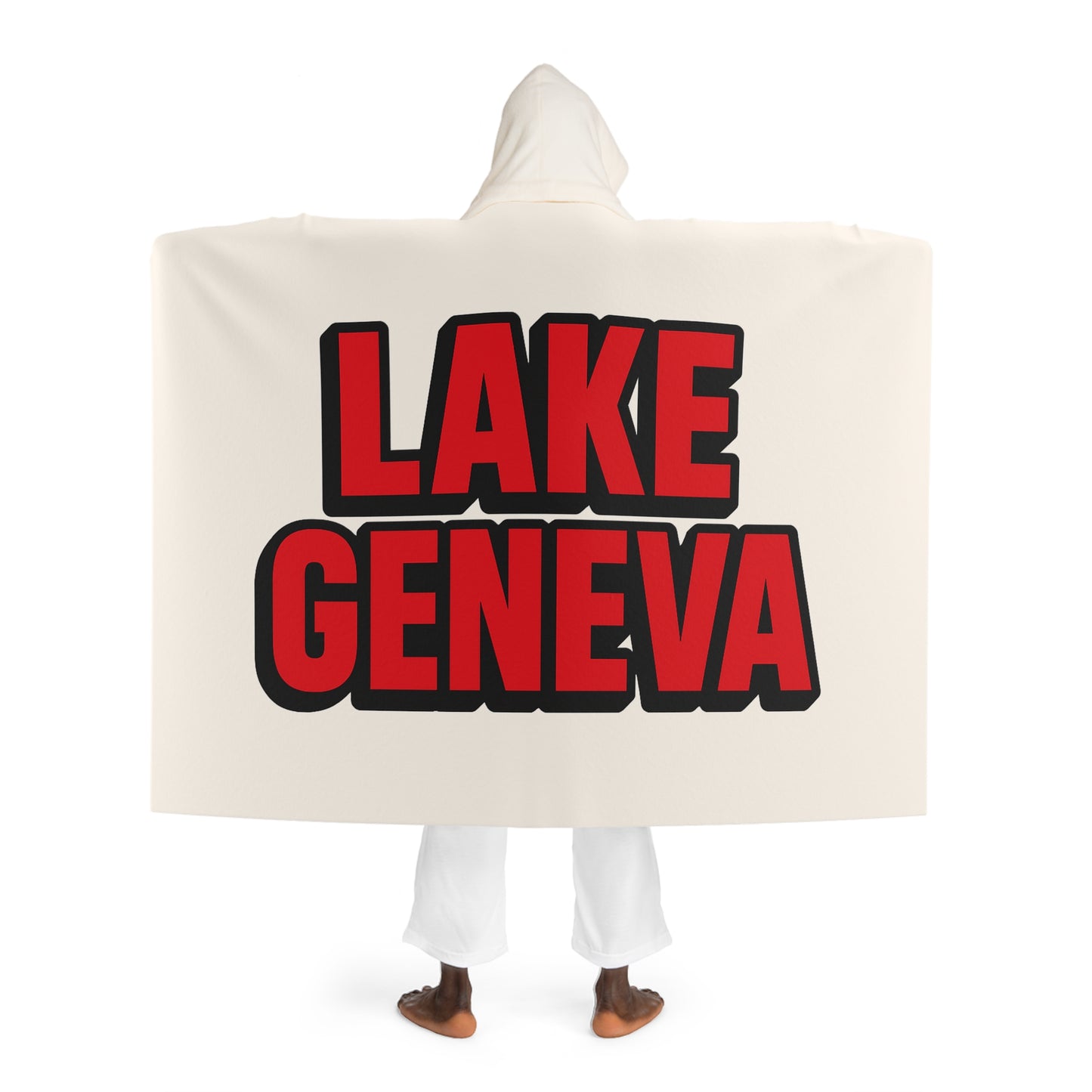 Lake Geneva Cozy Hooded Sherpa Fleece Blanket - Perfect for Chilly Evenings, Movie Nights, Cozy Home Décor, Gifts for Her, Winter Snuggles