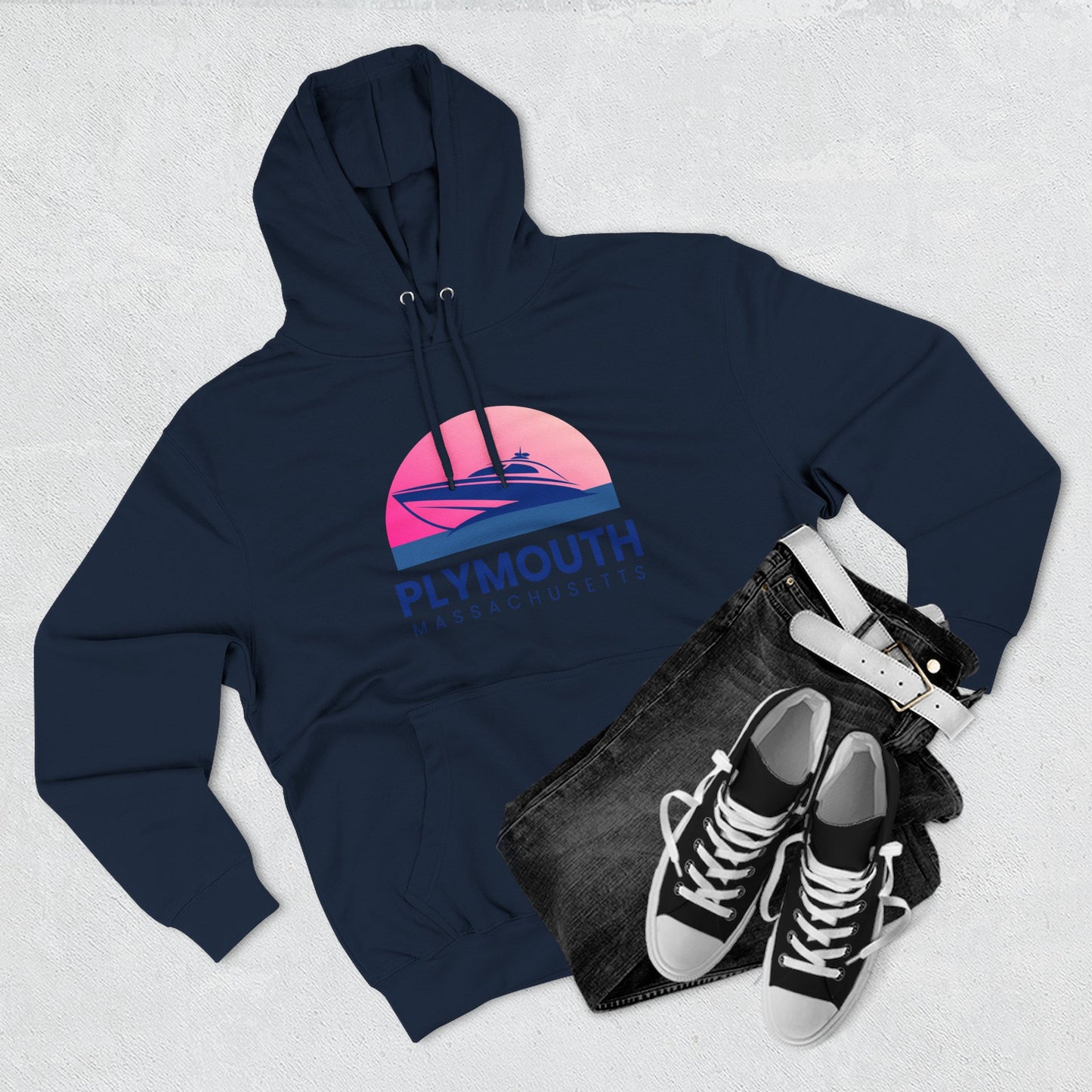 Plymouth Vibes Hoodie with Design, Perfect for Autumn Lovers, Comfortable and Stylish, Great Gift for Vacations