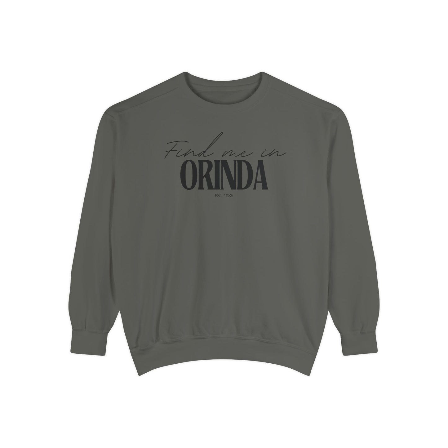 Orinda Cozy Sweatshirt, Unisex Garment-Dyed Crew, Casual Wear, Gift for Friends, Fall Fashion, Lounge Style