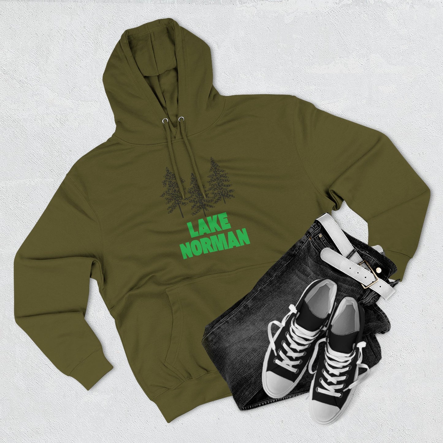 Lake Norman Fleece Hoodie, Cozy Sweatshirt, Outdoor Adventure Wear, Unique Gift for Lake Lovers, Perfect for Fall and Winter