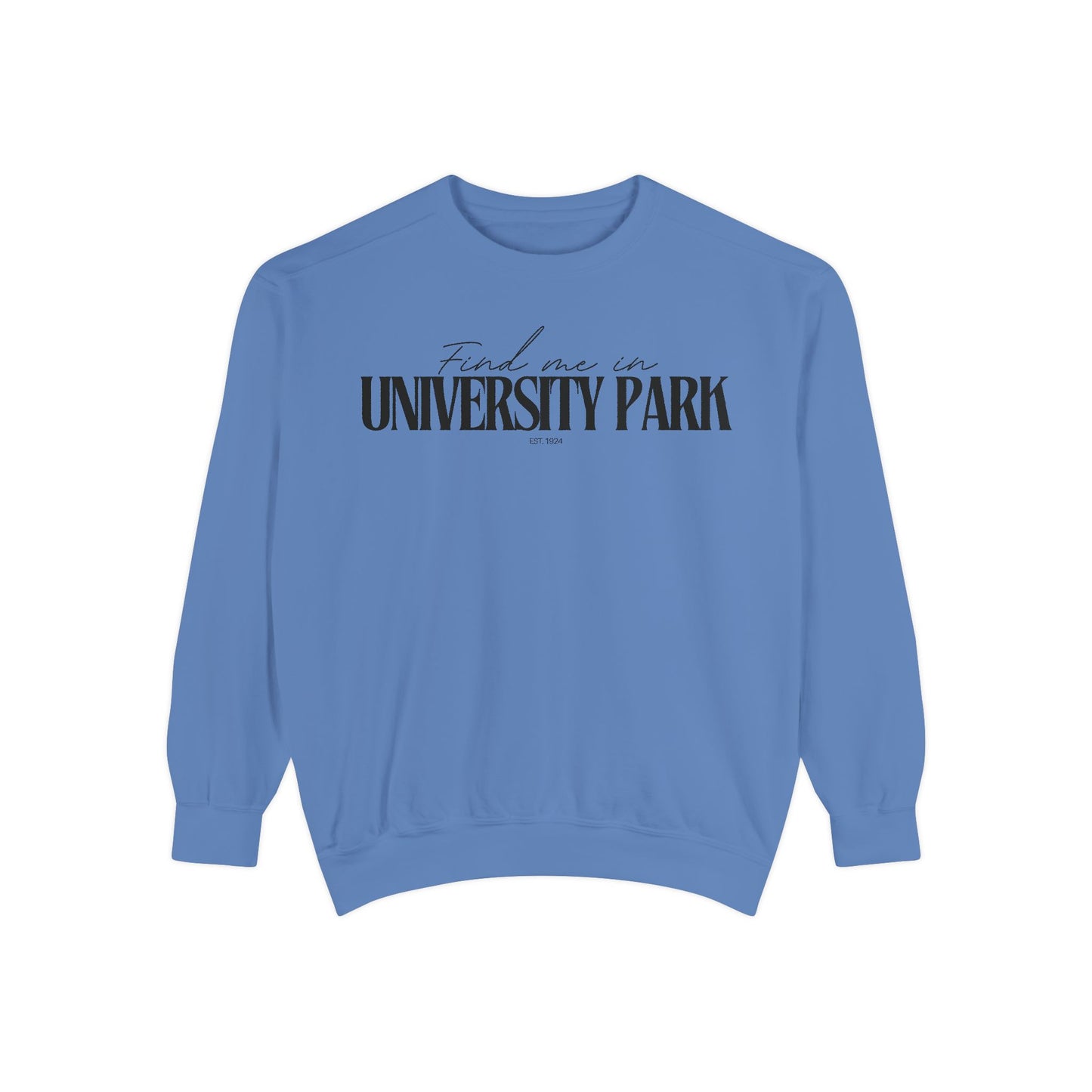 University Park Cozy Sweatshirt, Unisex Garment-Dyed Crew, Casual Wear, Gift for Friends, Fall Fashion, Lounge Style