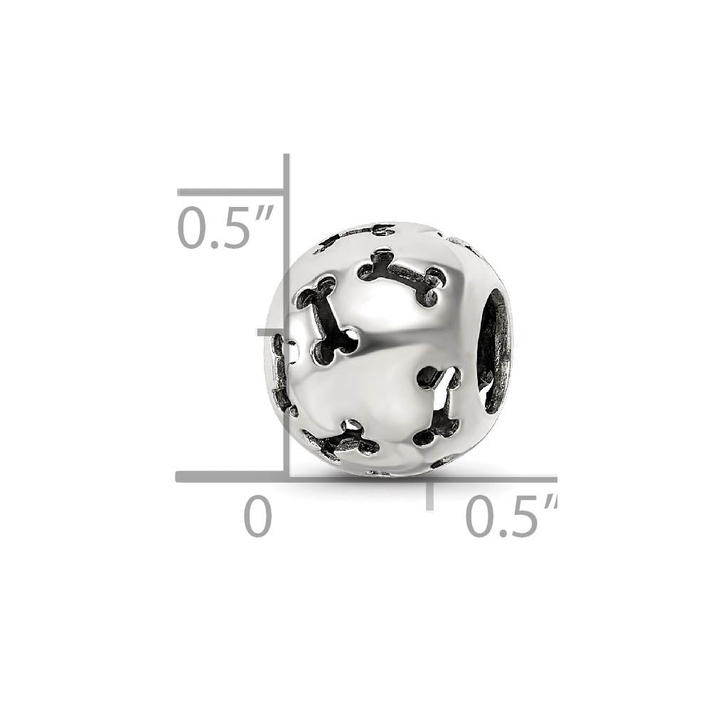 Sterling Silver Cutout Dog Bone Bead Charm