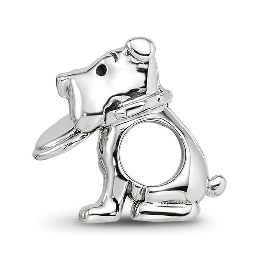 Sterling Silver Frisbee Dog Bead Charm