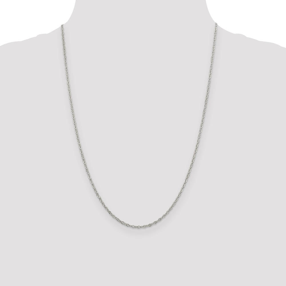 2.25mm Sterling Silver, Fancy Pendant Chain Necklace, 24 Inch