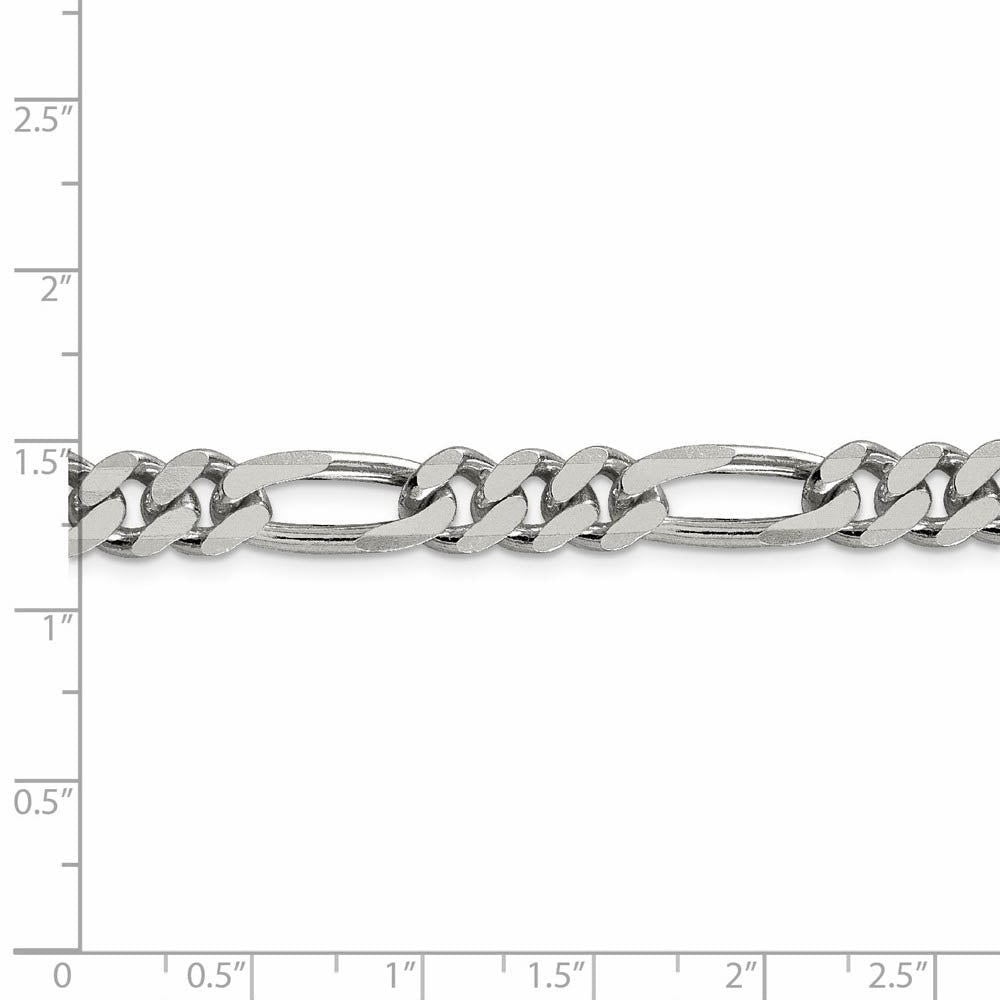 Men's 8mm Sterling Silver, Solid Figaro Chain Necklace