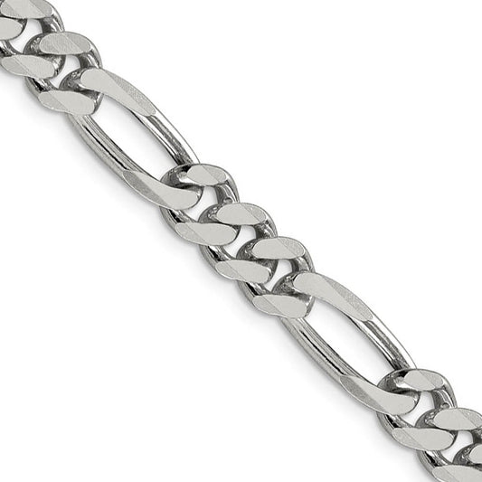 Men's 8mm Sterling Silver, Solid Figaro Chain Necklace