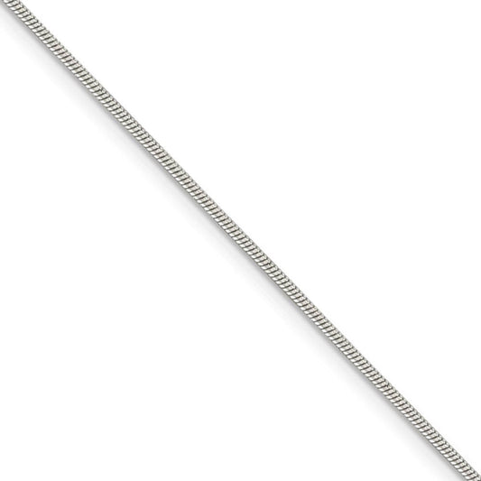 1.2mm Sterling Silver, Round Solid Snake Chain Necklace