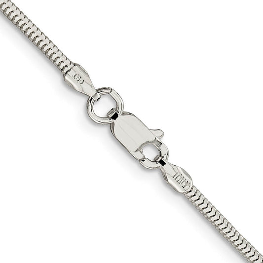 2mm Sterling Silver Diamond Cut Solid Round Snake Chain Necklace