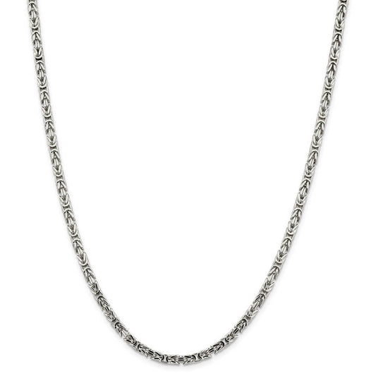 3.25mm, Sterling Silver, Solid Byzantine Chain Necklace