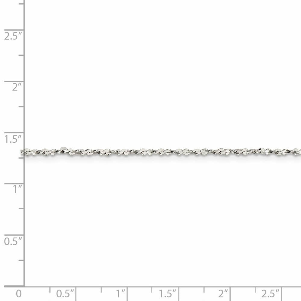 1.6mm, Sterling Silver D/C Twisted Solid Serpentine Necklace