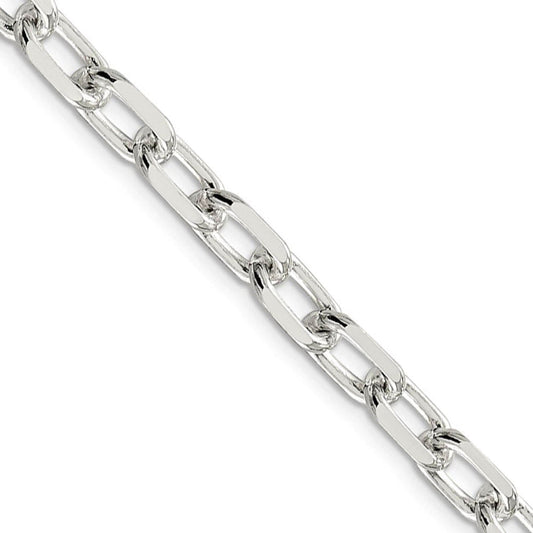 Men's 7.5mm Sterling Silver D/C Solid Elongated Cable Chain Necklace