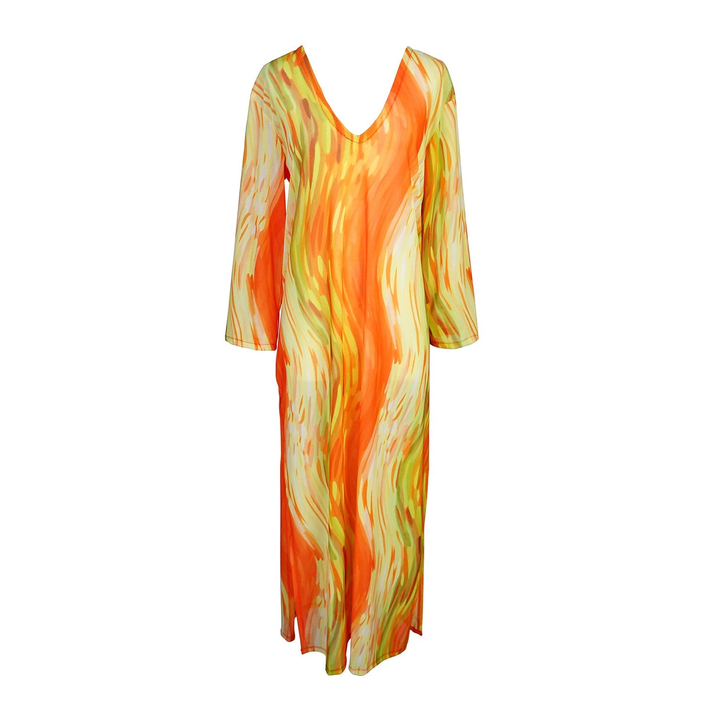 Citron Longline Caftan With Sleeves