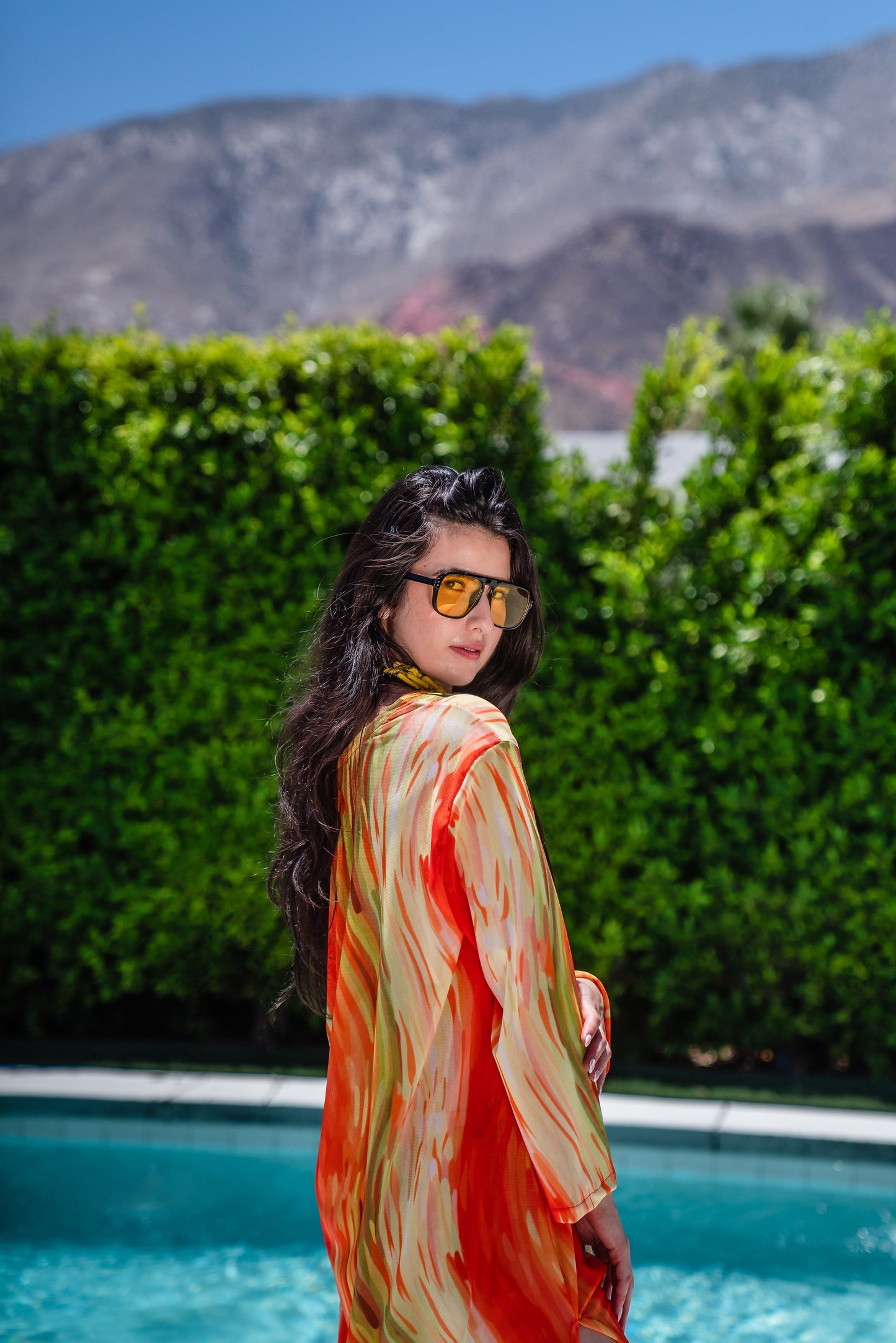 Citron Longline Caftan With Sleeves