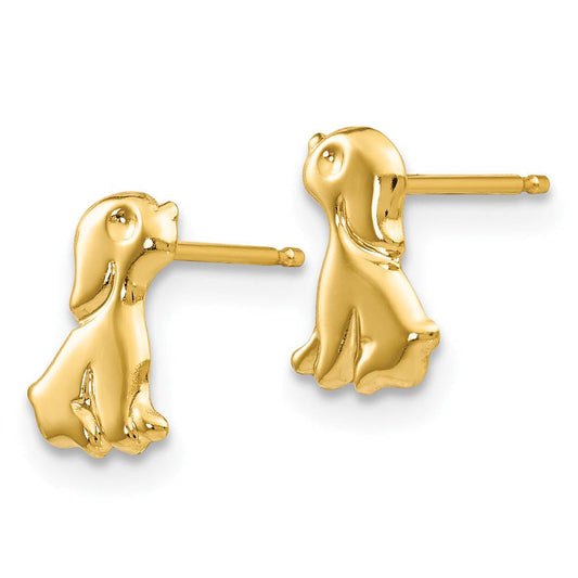 Kids Sitting Dog Friction Back Post Earrings in 14k Yellow Gold