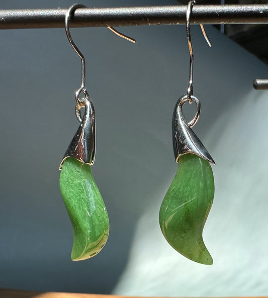 Nephrite Jade Earrings - Stainless