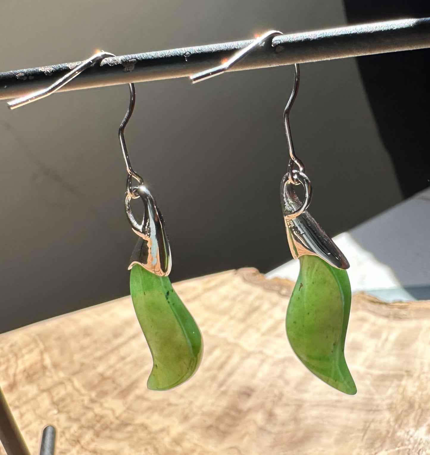 Nephrite Jade Earrings - Stainless