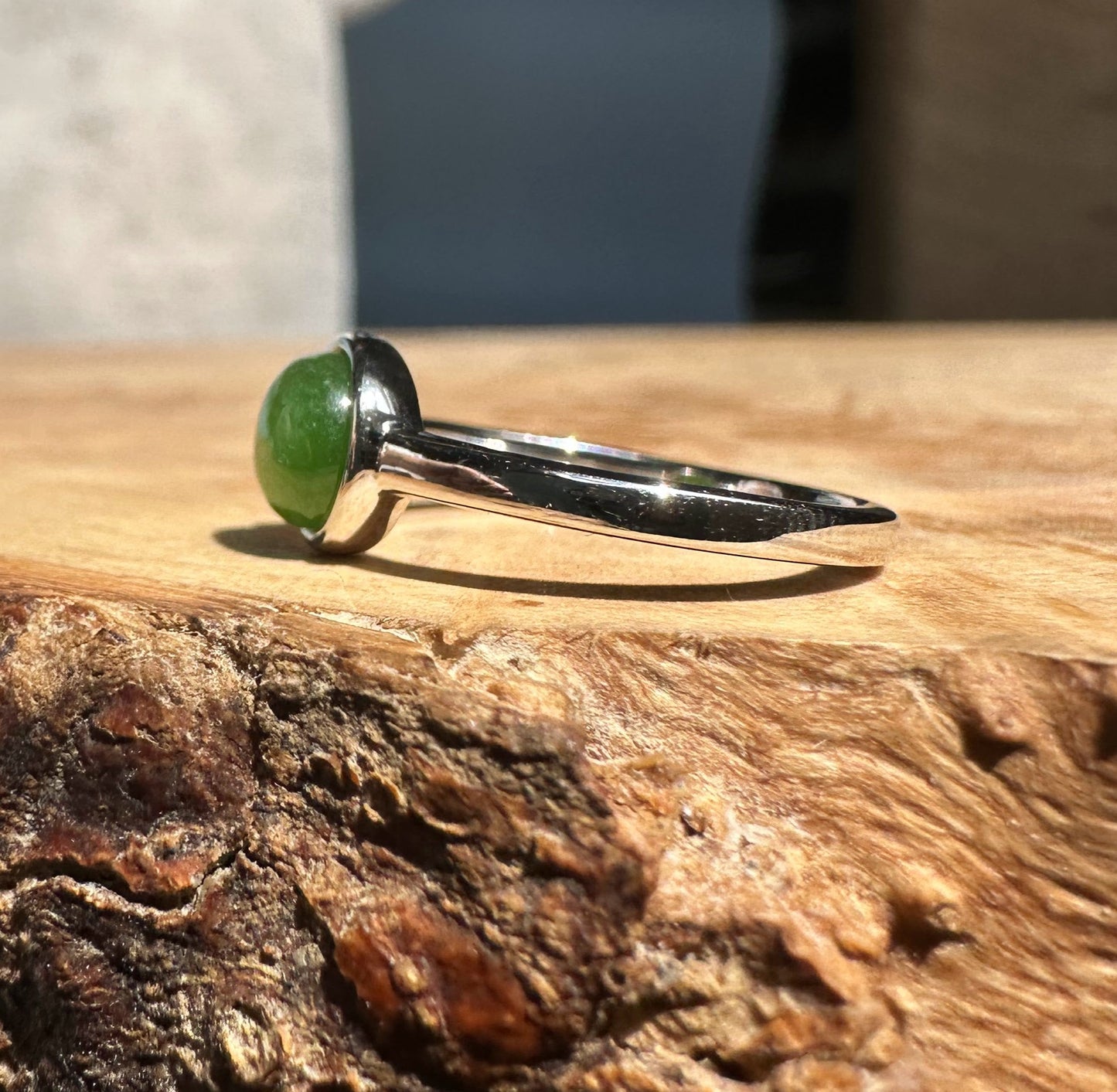 Jade and Silver Ring 6mm - 2417