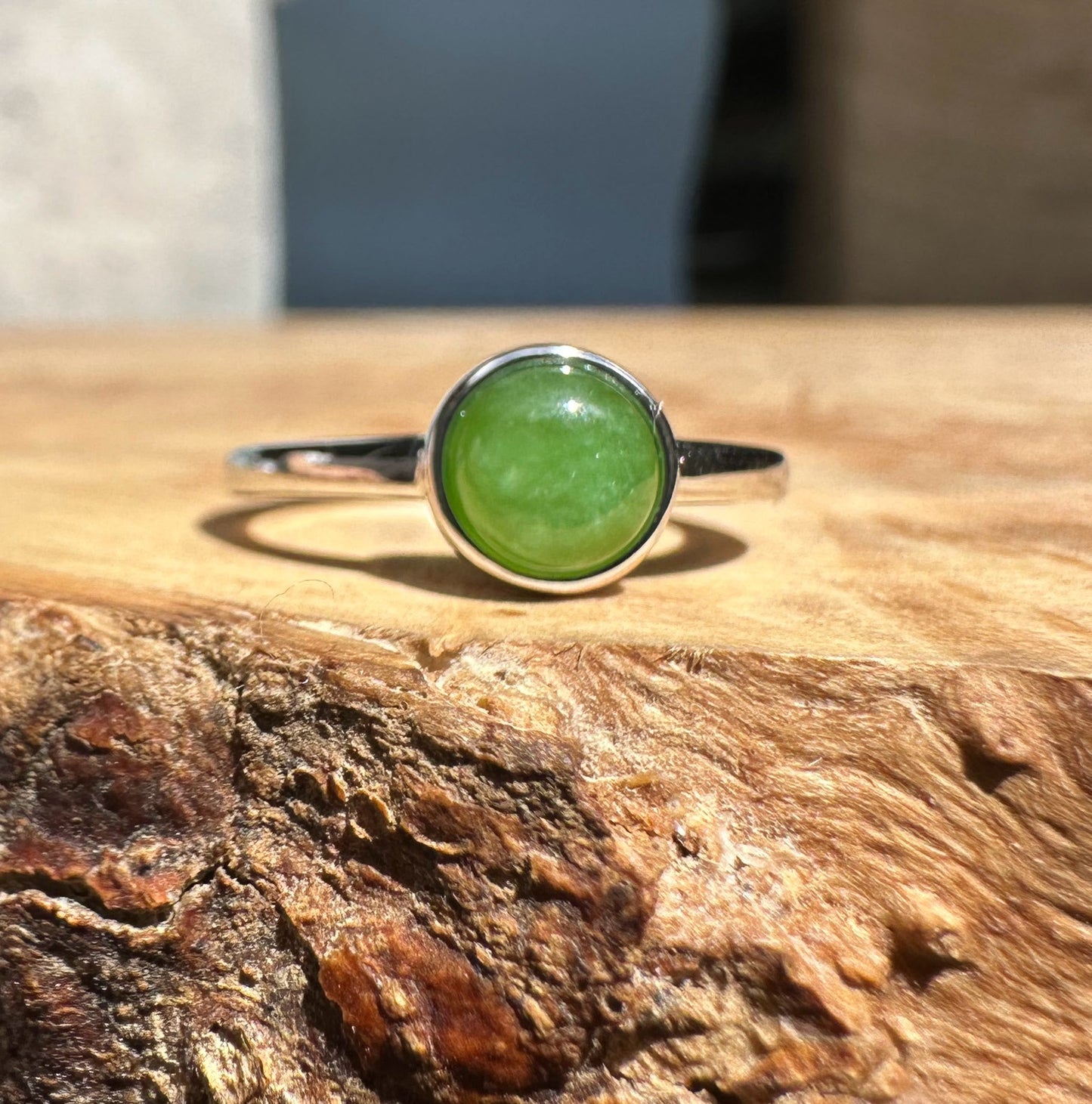 Jade and Silver Ring 6mm - 2417