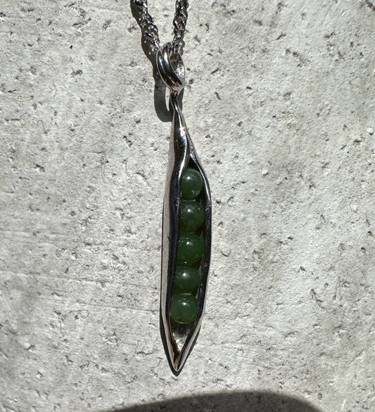 Jade Peapod Pendant, 0072 Stainless Steel