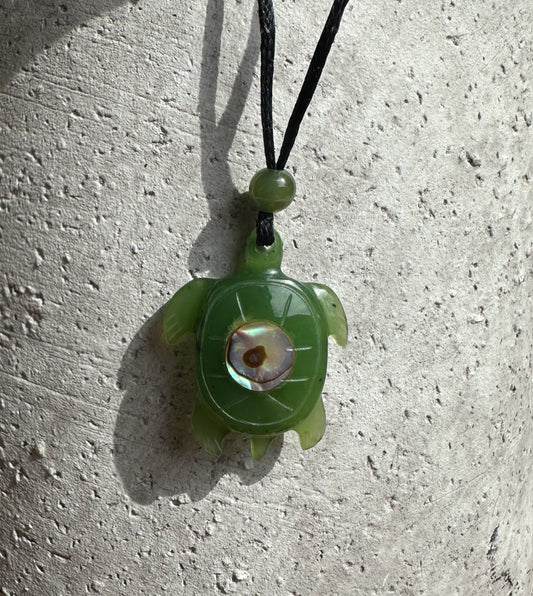 Jade Turtle and Abalone Pendant