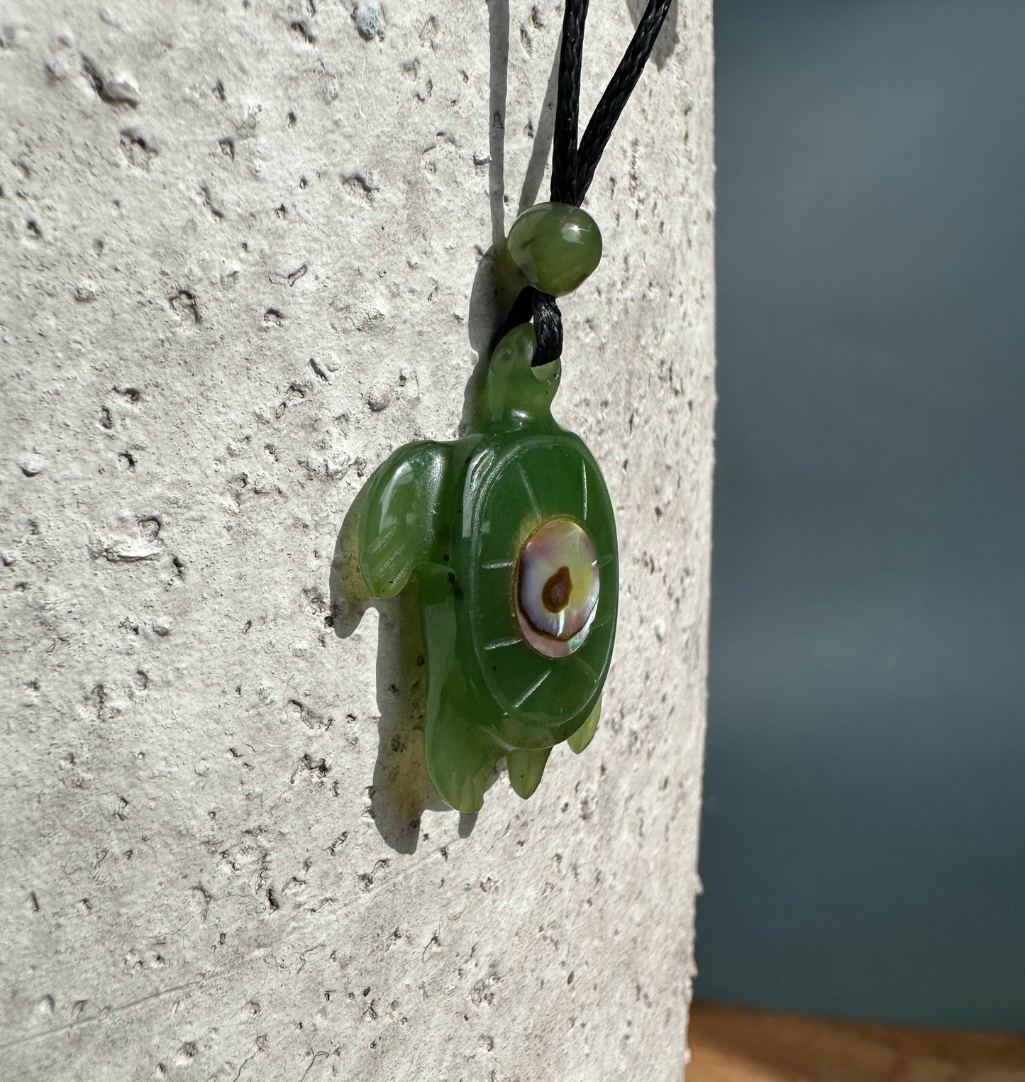 Jade Turtle and Abalone Pendant