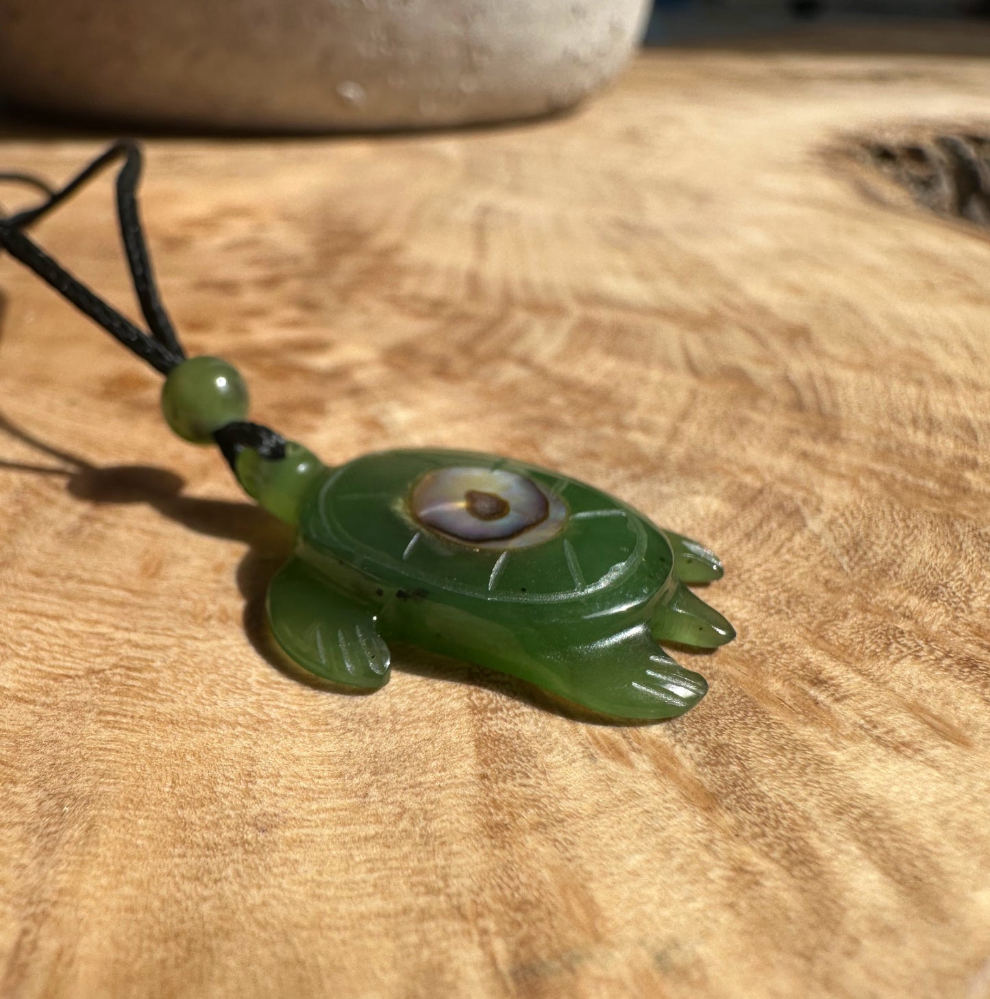 Jade Turtle and Abalone Pendant