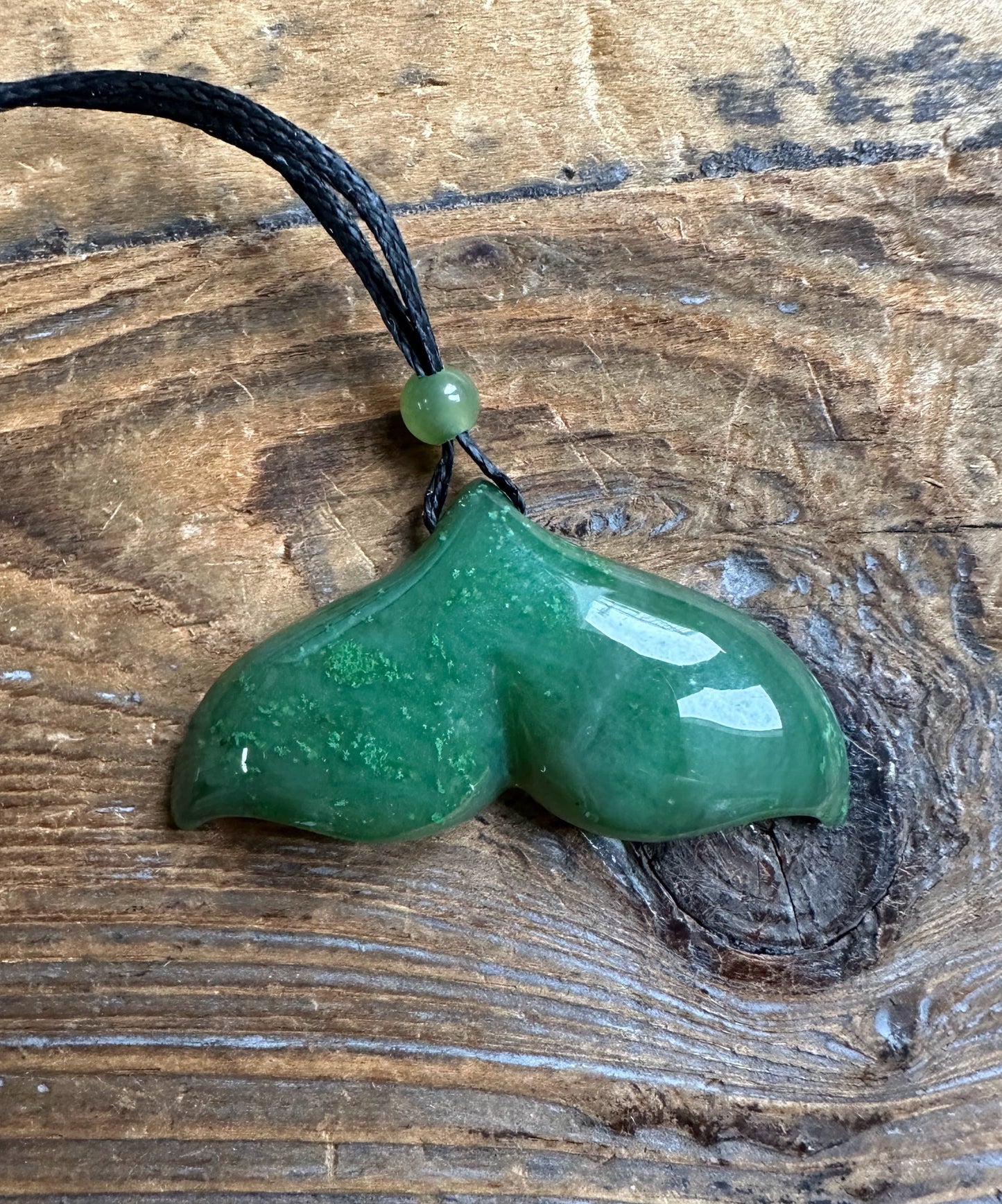 Jade Whale Tail Pendant, 39mm