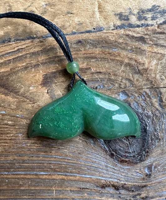 Jade Whale Tail Pendant, 39mm