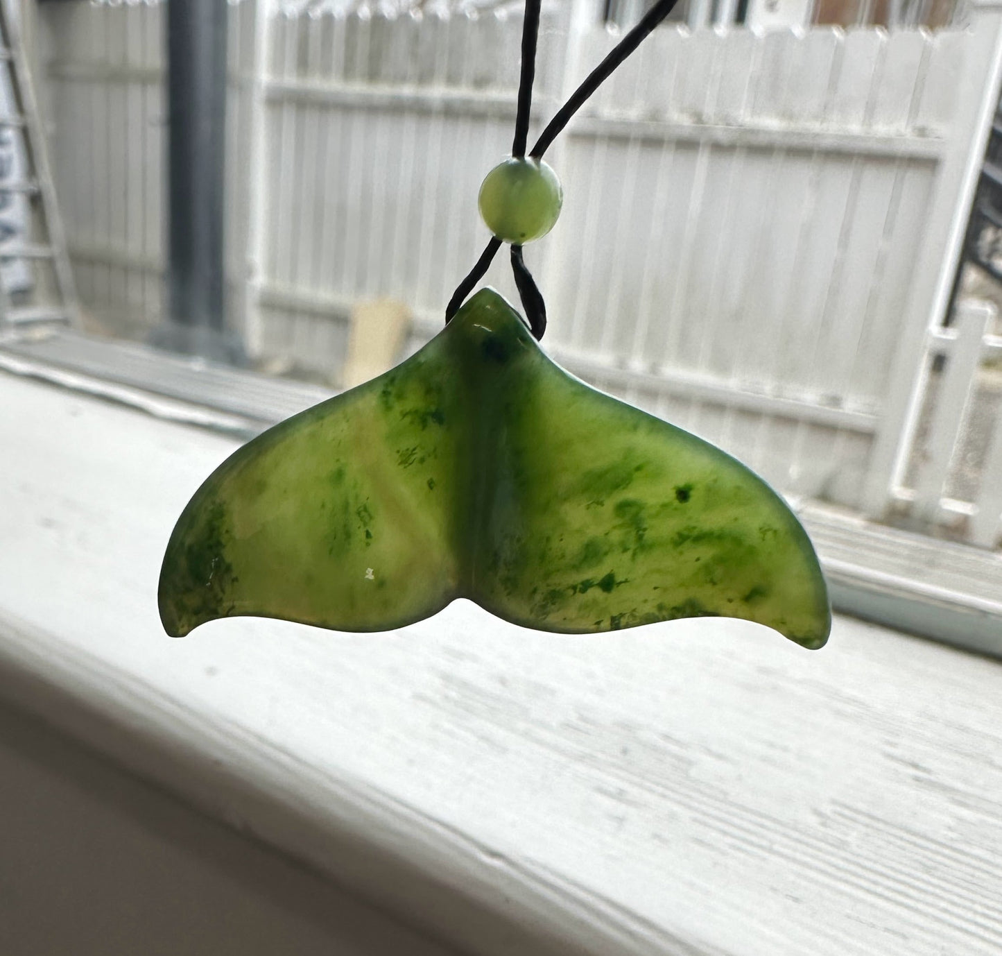 Jade Whale Tail Pendant, 39mm