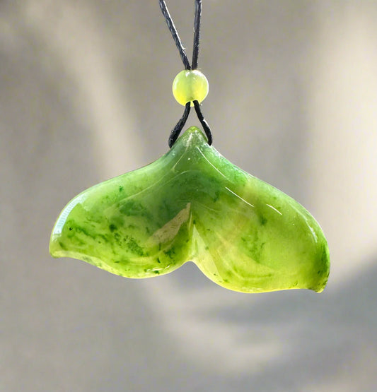 Jade Whale Tail Pendant, 39mm