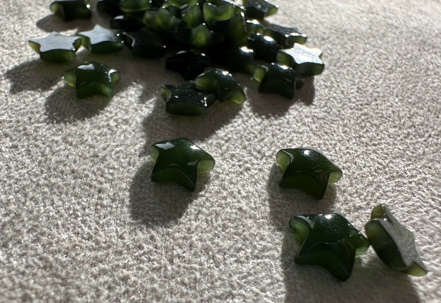Dark Green Jade Star Cabochon - 7.5mm