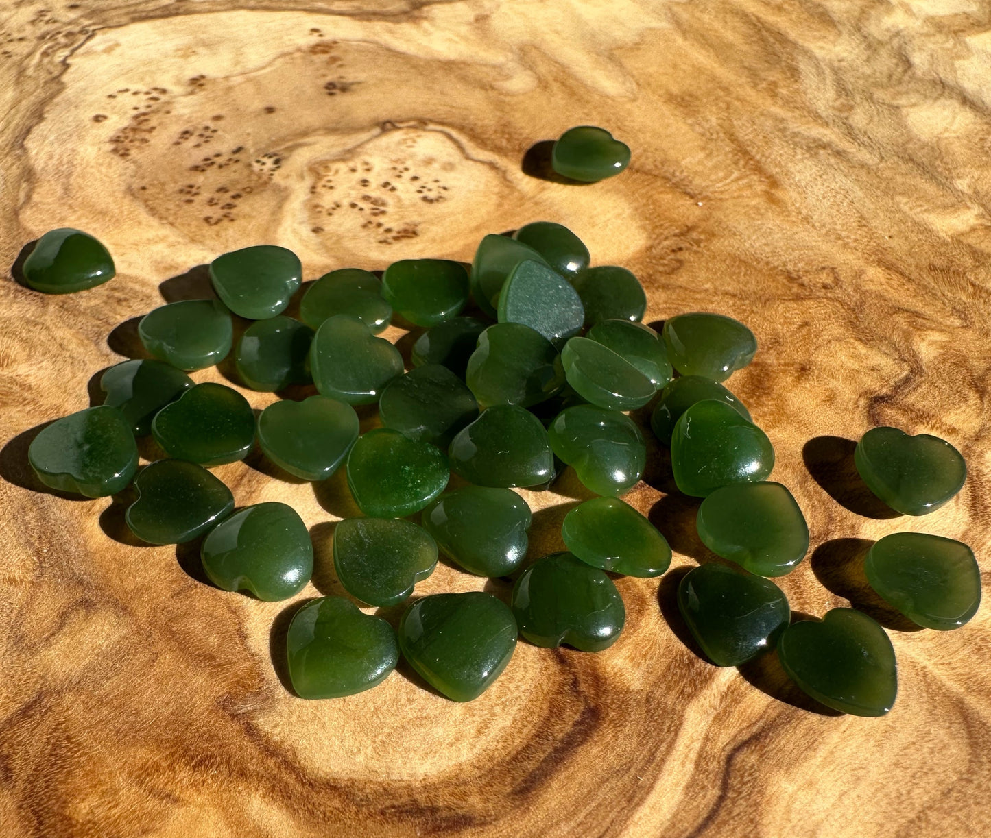 Dark Green Jade Heart Cabochon - 8mm