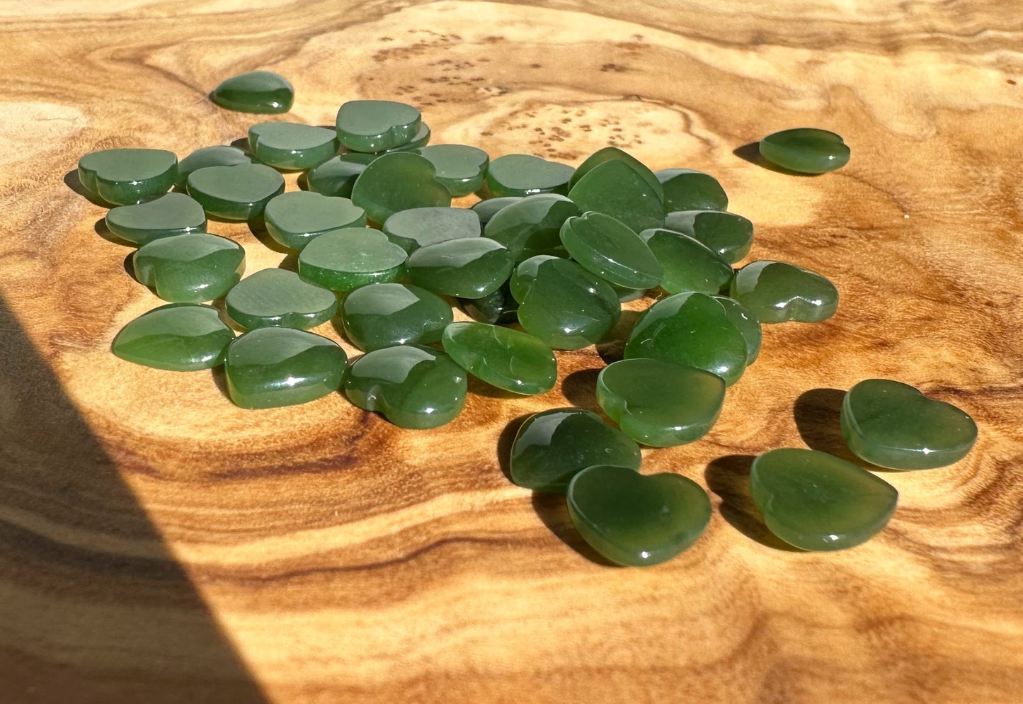 Dark Green Jade Heart Cabochon - 8mm
