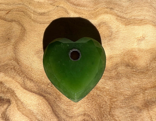 Faceted Canadian Jade Heart - 17mm