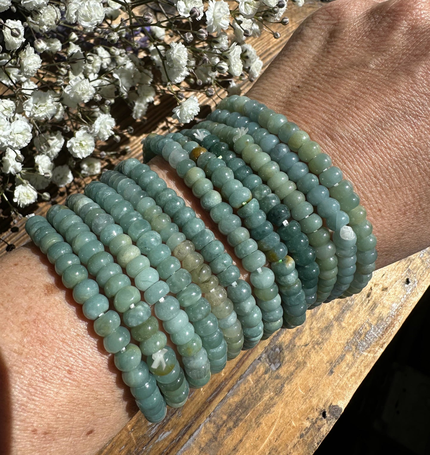 Guatemalan Jadeite Rondelle Bead Bracelet - Bracelets Sold Individually