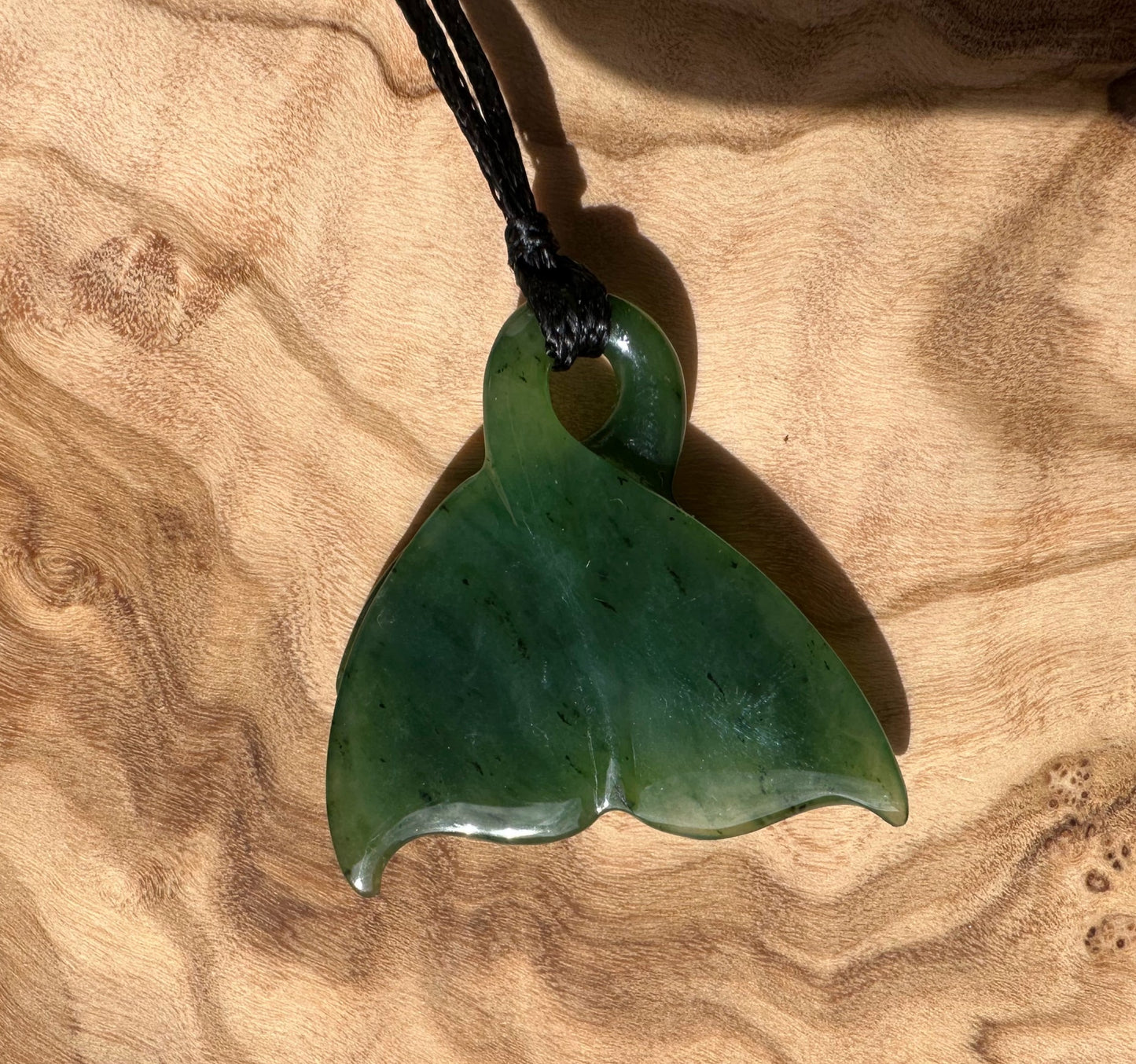 Jade Whale Tail Pendant, 33mm