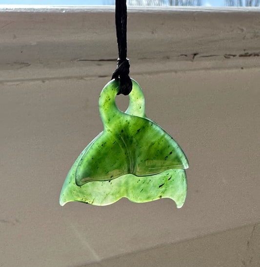 Jade Whale Tail Pendant, 33mm