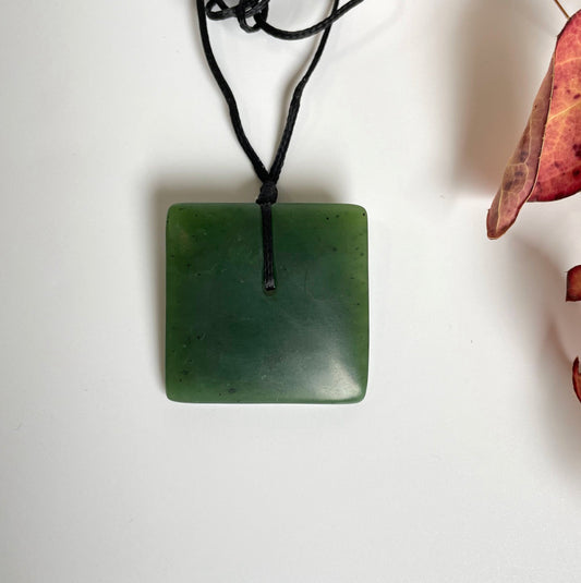 Jade Square Pendant, Satin Finish