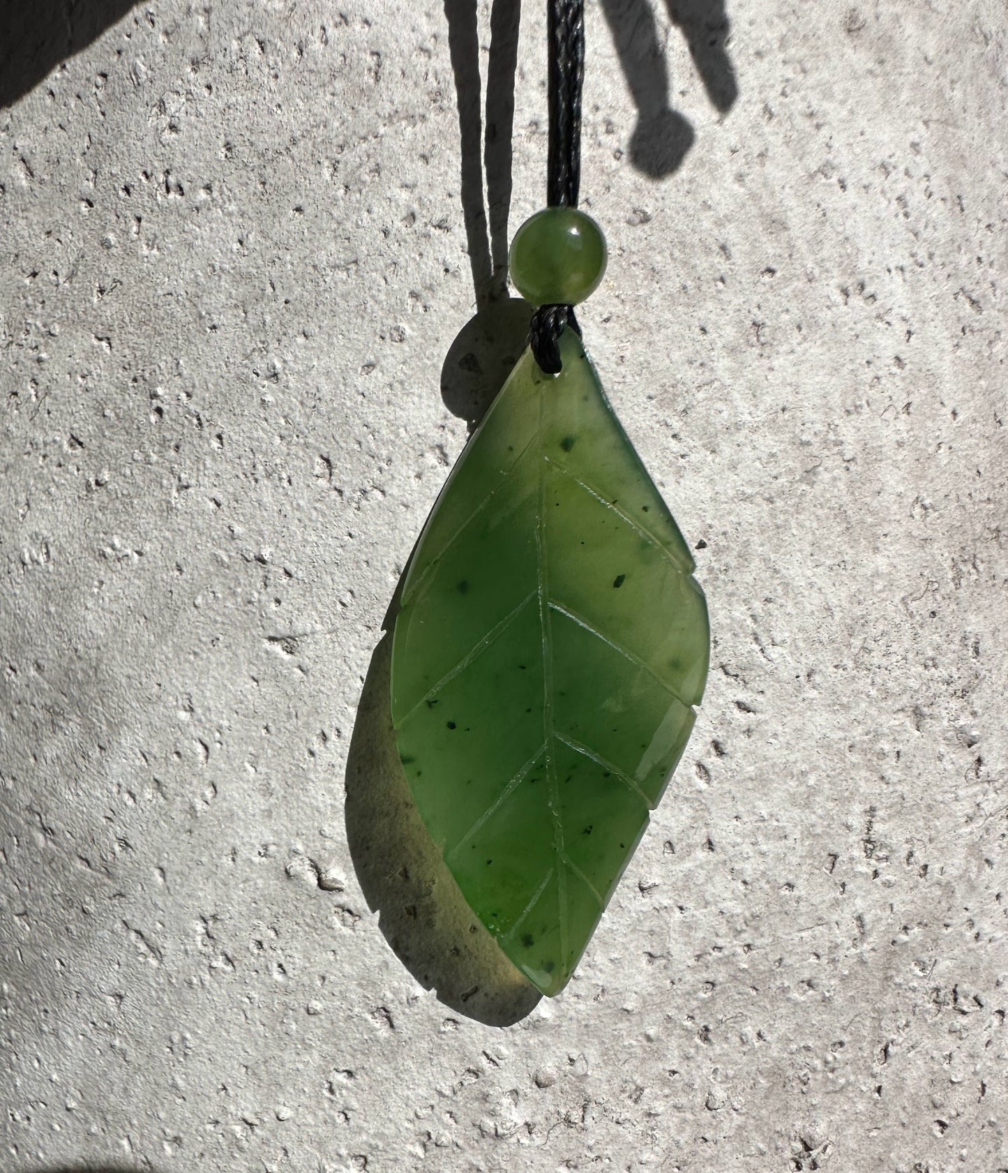 Canadian Jade Leaf Pendant 38mm - 2219