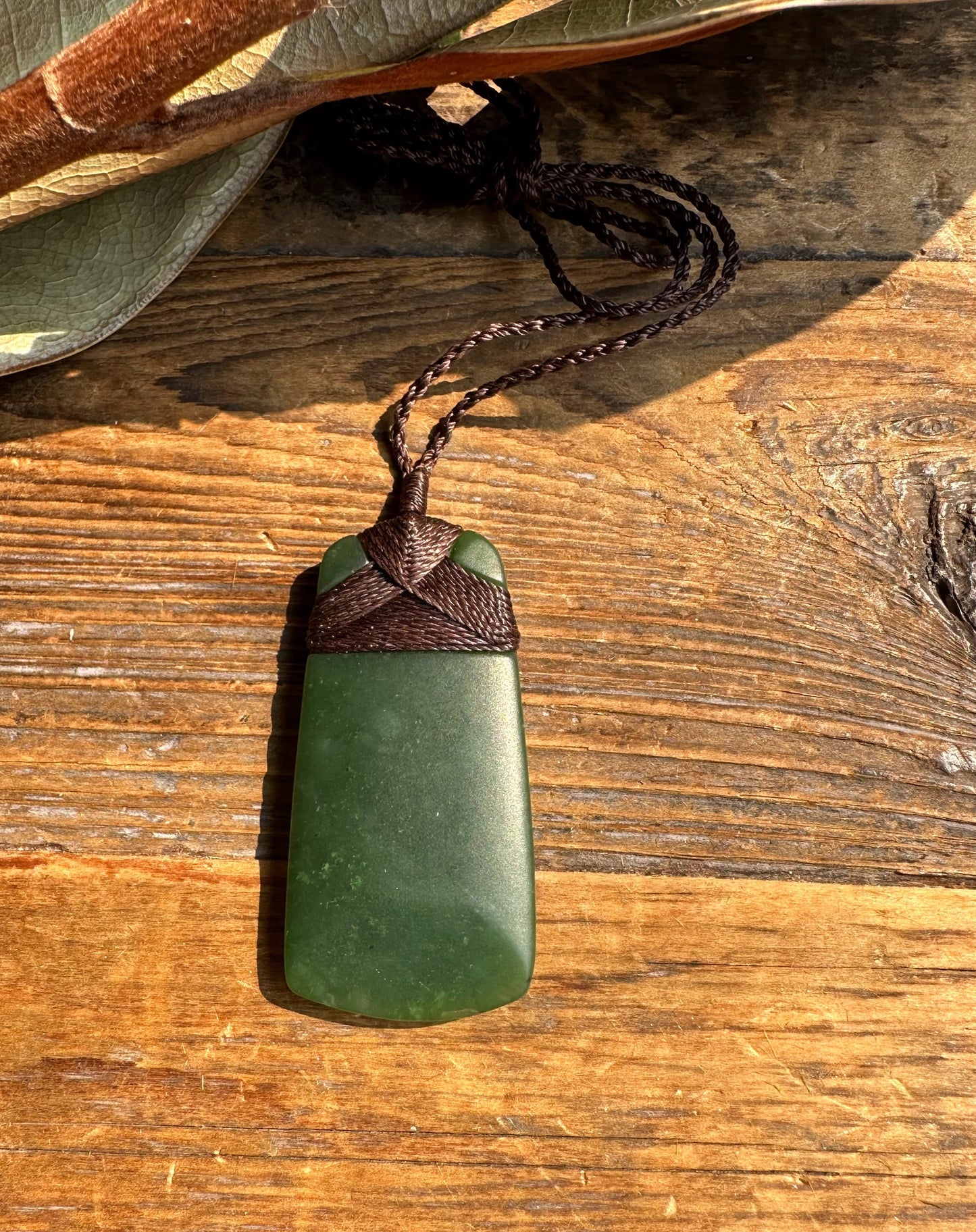Dark Green Jade Adze Pendant, 50mm