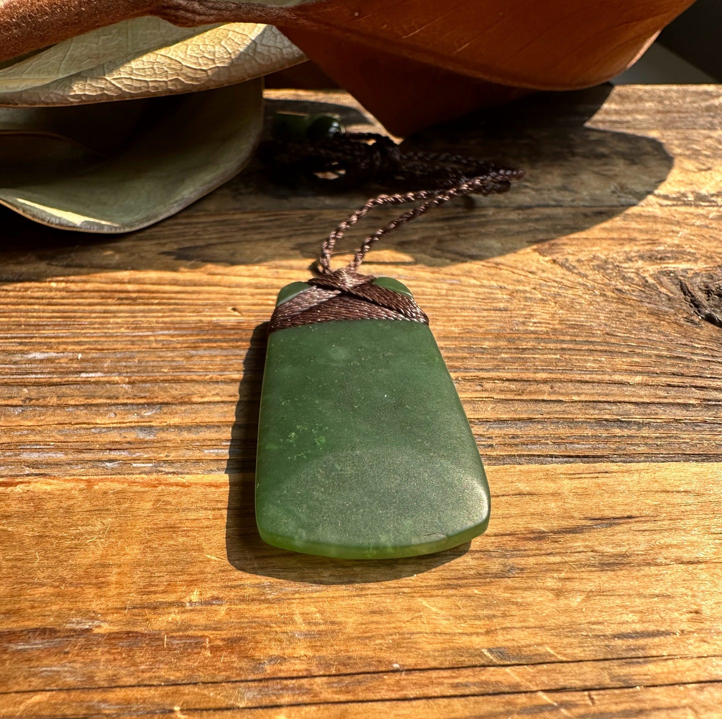Dark Green Jade Adze Pendant, 50mm
