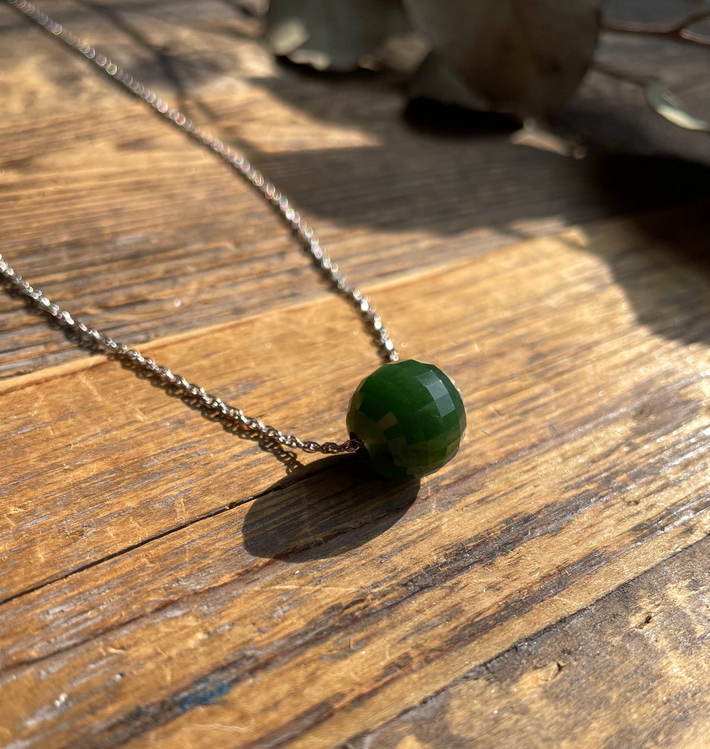 Faceted Jade Bead Pendant, 12mm