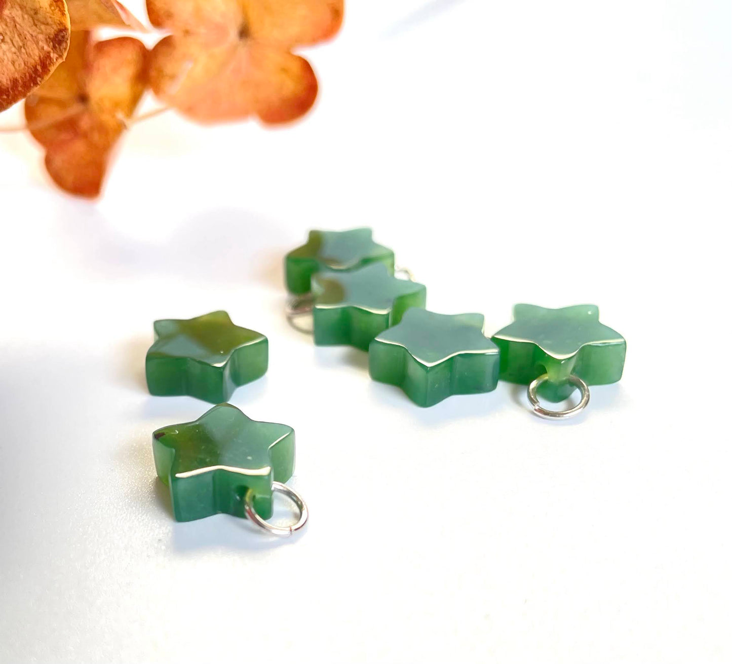 Jade Star Charm, 10mm