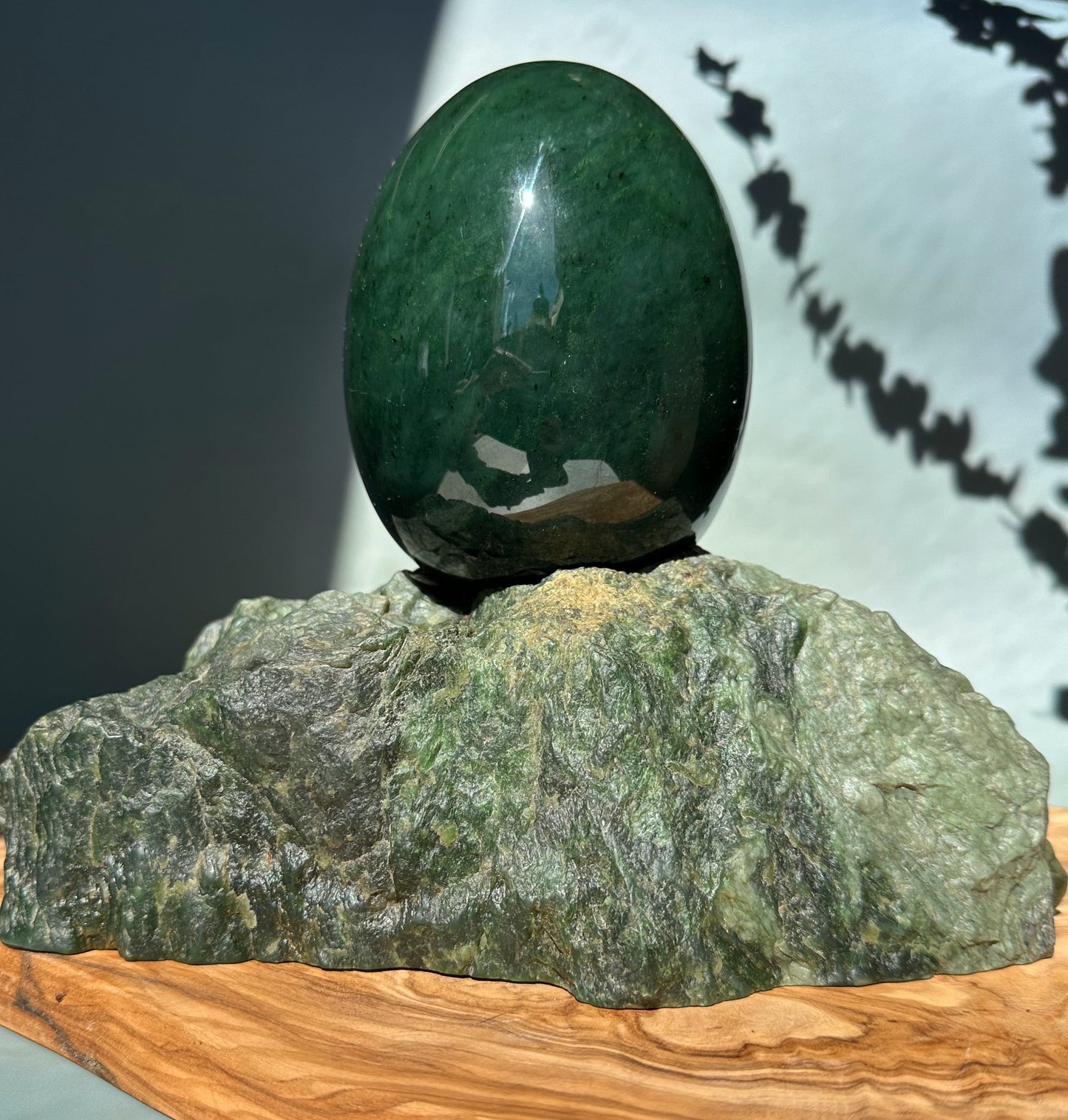 Large Jade Egg On A Base - 5"