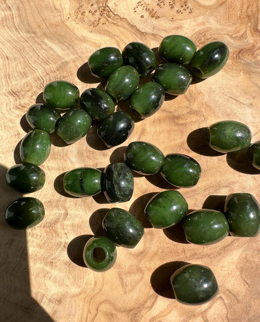 Jade Barrel Bead, 15x12mm - Sold Individually