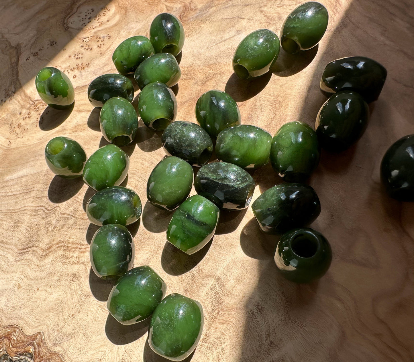 Jade Barrel Bead, 15x12mm - Sold Individually