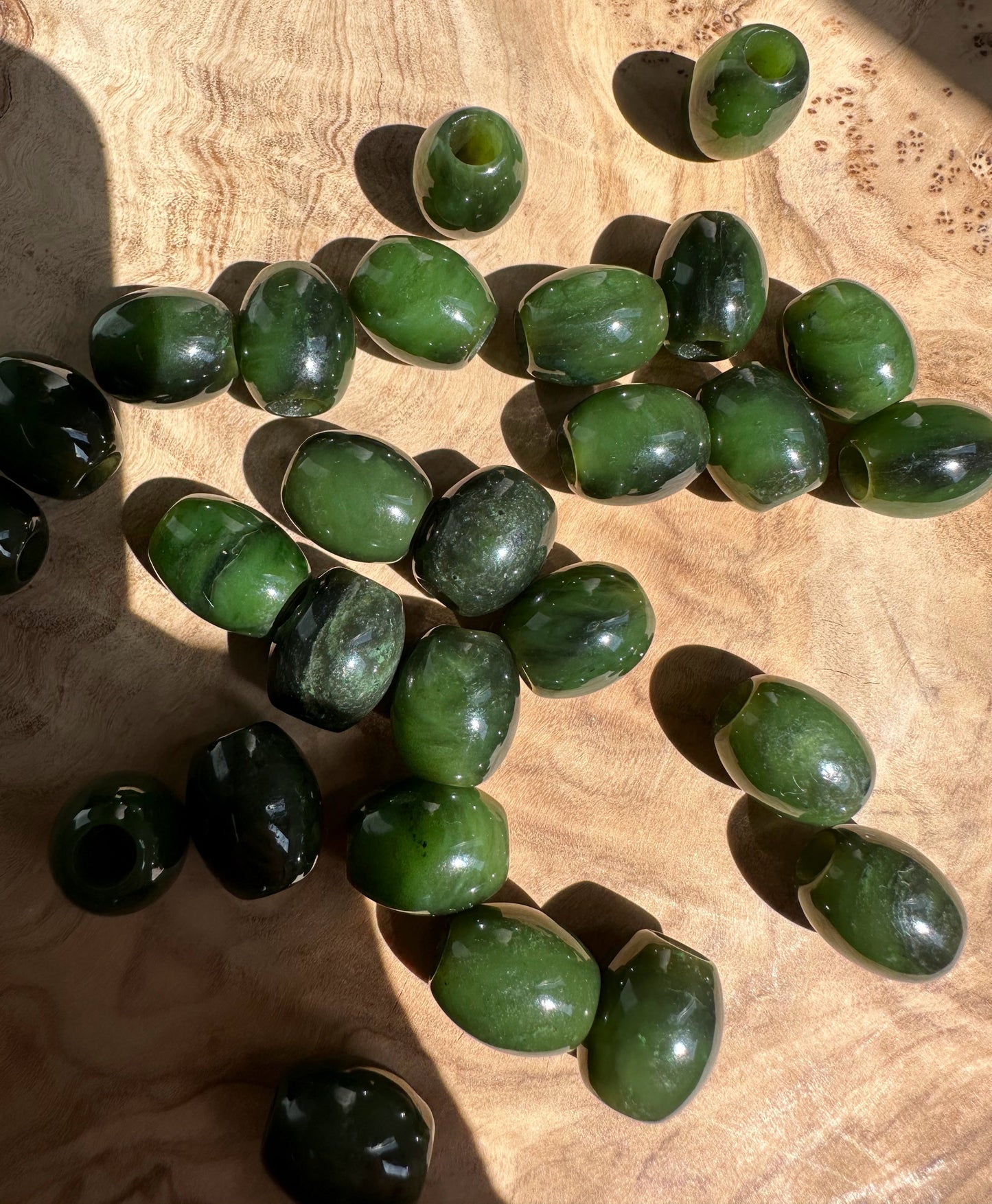 Jade Barrel Bead, 15x12mm - Sold Individually