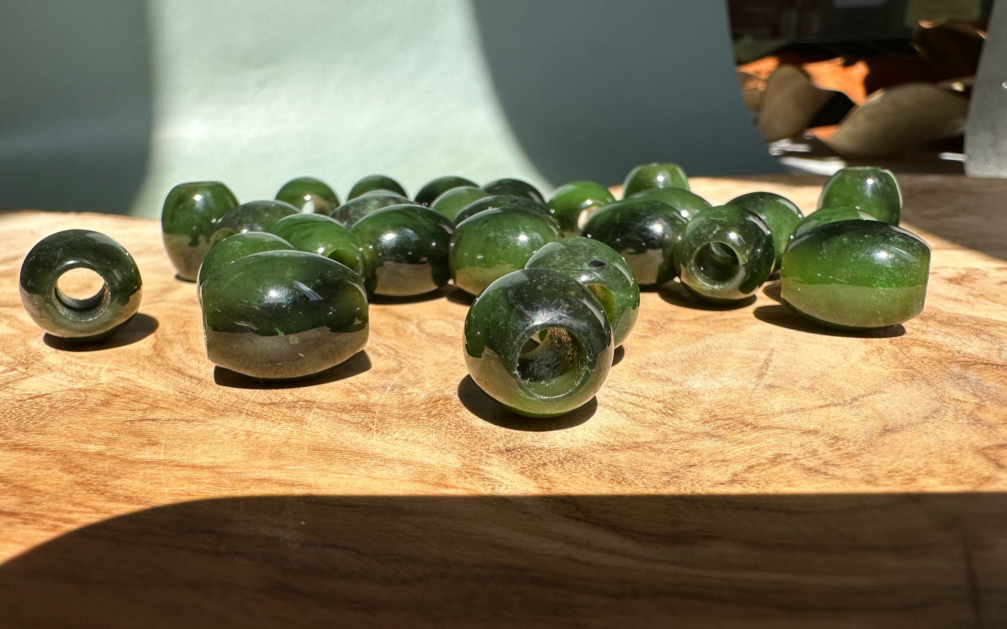Jade Barrel Bead, 15x12mm - Sold Individually